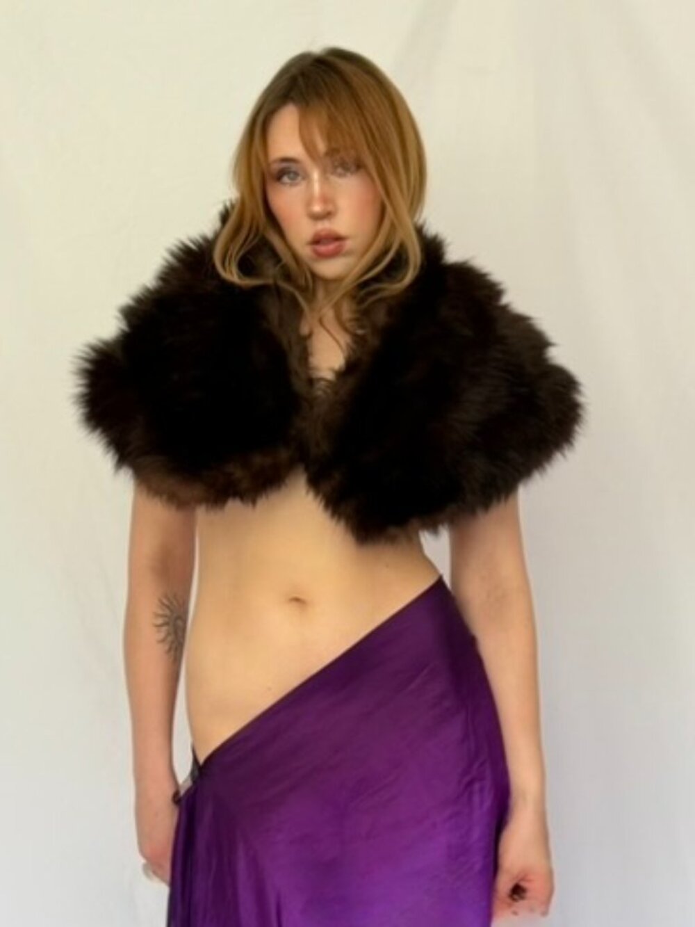 VINTAGE DARK BROWN FUR COLLAR STOLE